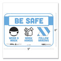 Tabbies BeSafe Messaging Education Wall Signs, 9 x 6,  "Be Safe, Wear a Mask, Wash Your Hands, Follow the Arrows", 3/Pack