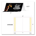 Tabbies BeSafe Messaging Table Top Tent Card, 8 x 3.87, Sorry! Area Closed Thank You For Keeping A Safe Distance, Black, 100/Carton