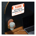 Tabbies BeSafe Messaging Repositionable Wall/Door Signs, 9 x 6, Please Wipe Down All Surfaces You Touch, White, 30/Carton