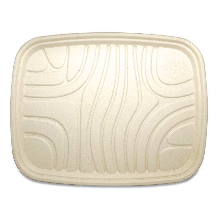World Centric Fiber Trays, PLA Lined, PFAS Free, 1-Compartment, 18 x 14 x 1, Natural, Paper, 100/Carton