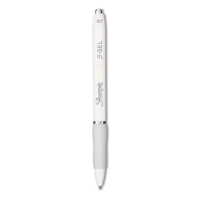 Sharpie S-Gel Fashion Barrel Gel Pen, Retractable, Medium 0.7 mm, Black Ink, Pearl White Barrel, Dozen