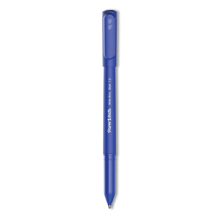 Paper Mate Write Bros. Ballpoint Pen, Stick, Bold 1.2 mm, Blue Ink, Blue Barrel, Dozen