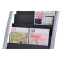 Alba Literature Floor Rack, 16 Pocket, 23w x 19.67d x 36.67h, Silver Gray/Black