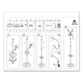 Alba Viena Coat Stand, Eight Knobs, Steel, 16w x 16d x 70.5h, Black