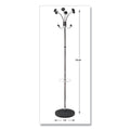 Alba Chromy Coat Stand, 12 Knobs, 16w x 16d x 70.5h, Chrome/Black