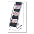 Alba Literature Floor Rack, 6 Pocket, 13.33w x 19.67d x 36.67h, Silver Gray/Black