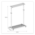 Alba Garment Racks, Two-Sided, 2-Shelf Coat Rack, 6 Hanger/6 Hook, 44.8w x 21.67d x 70.8h, Silver/Wood