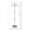 Alba Wavy Coat Tree, Six Hangers/Two Knobs/Four Hooks, 18.88w x 14d x 68.5h, Silver/Wood