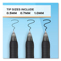 Paper Mate Profile Gel Pen, Retractable, Fine 0.5 mm, Black Ink, Translucent Black Barrel, Dozen