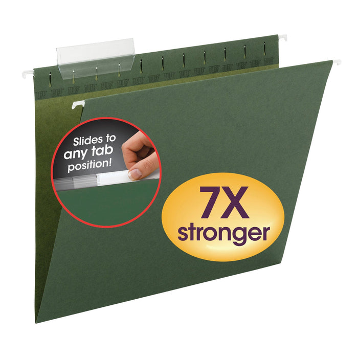 Smead TUFF Hanging Folders with Easy Slide Tab, Letter Size, 1/3-Cut Tabs, Standard Green, 20/Box