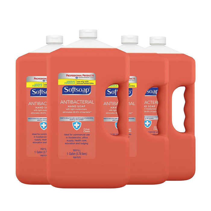 Softsoap Antibacterial Liquid Hand Soap Refill, Crisp Clean, 1 gal Bottle, 4/Carton