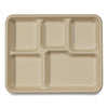 World Centric Fiber Trays, School Tray, 5-Compartments, 8.5 x 10.5 x 1, Natural, Paper, 400/Carton