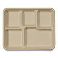 World Centric Fiber Trays, School Tray, 5-Compartments, 8.5 x 10.5 x 1, Natural, Paper, 400/Carton