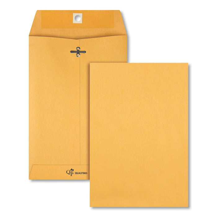 Quality Park Clasp Envelope, 28 lb Bond Weight Kraft, #63, Square Flap, Clasp/Gummed Closure, 6.5 x 9.5, Brown Kraft, 100/Box