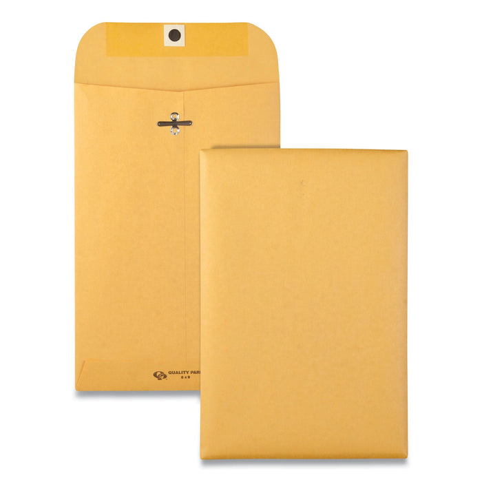 Quality Park Clasp Envelope, 28 lb Bond Weight Kraft, #55, Square Flap, Clasp/Gummed Closure, 6 x 9, Brown Kraft, 500/Carton
