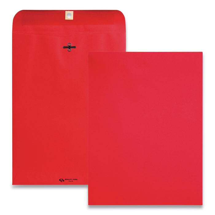 Quality Park Clasp Envelope, 28 lb Bond Weight Paper, #90, Square Flap, Clasp/Gummed Closure, 9 x 12, Red, 10/Pack