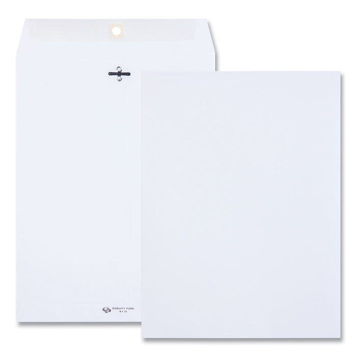 Quality Park Clasp Envelope, 28 lb Bond Weight Paper, #90, Square Flap, Clasp/Gummed Closure, 9 x 12, White, 100/Box