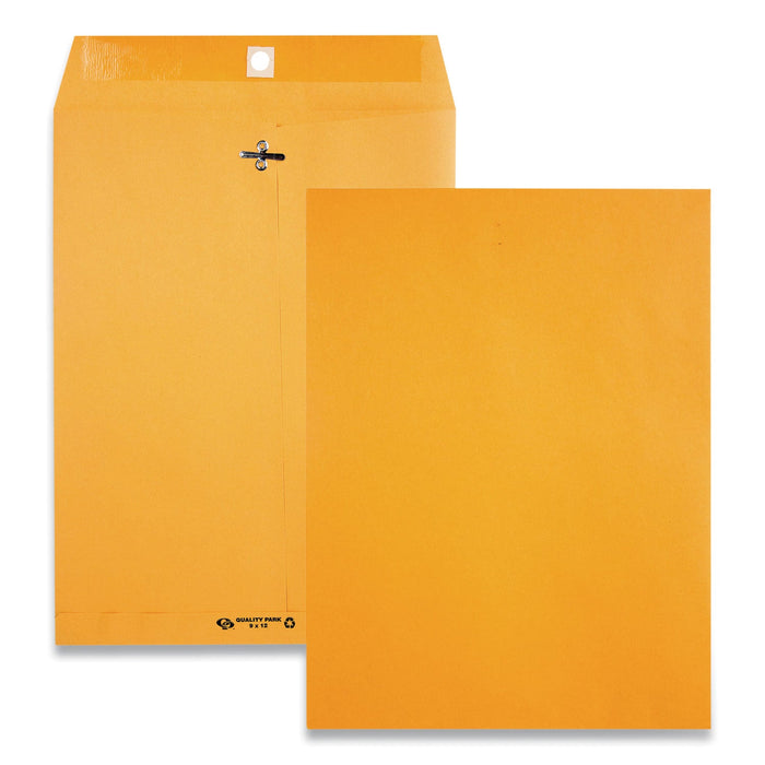 Quality Park Clasp Envelope, 28 lb Bond Weight Kraft, #90, Square Flap, Clasp/Gummed Closure, 9 x 12, Brown Kraft, 100/Box