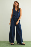 Dye And Wash Knitted Top: Indigo by Boutique 23