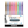 Zebra Sarasa Clip Gel Pen, Retractable, Bold 1 mm, Assorted Ink and Barrel Colors, 9/Pack