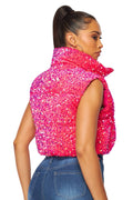 Sequin Velvet Puffer Vest by The House of Stylez