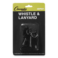 Champion Sports Sports Whistle with Black Nylon Lanyard, Plastic, Black, Dozen