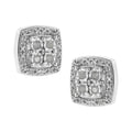 .925 Sterling Silver 1/4 cttw Round Cut Diamond Square Shape Milgrain Stud Earrings (I-J Color, I3 Clarity) by Bids.com