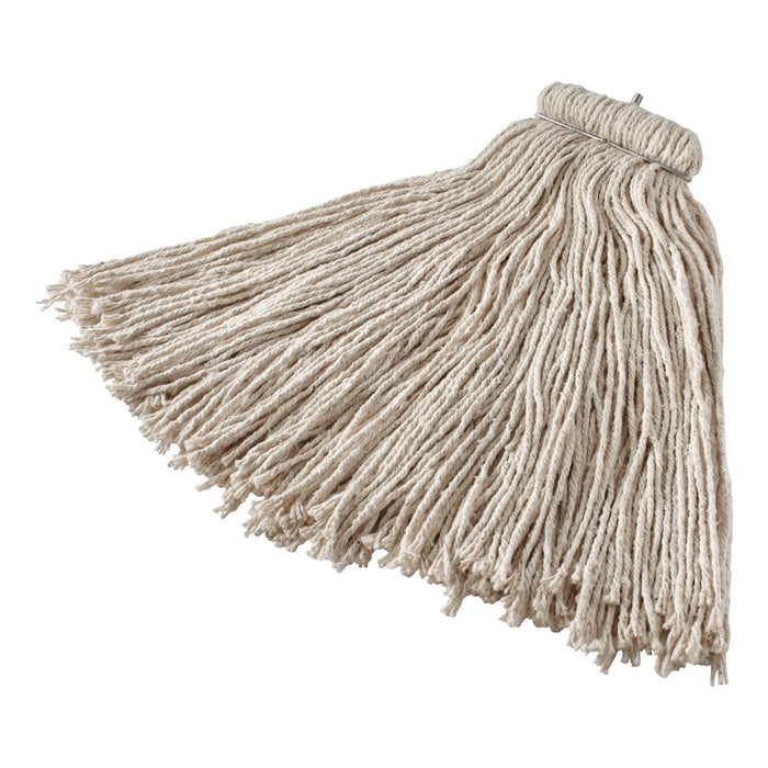 Rubbermaid Non-Launderable Cotton/Synthetic Cut-End Wet Mop Heads, 16 oz, White, Twister White Headband
