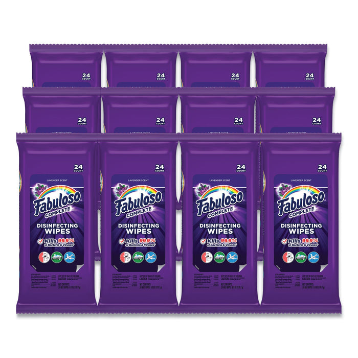 Fabuloso Multi Purpose Wipes, 7 x 7, Lavender, 24/Pack, 12 Packs/Carton