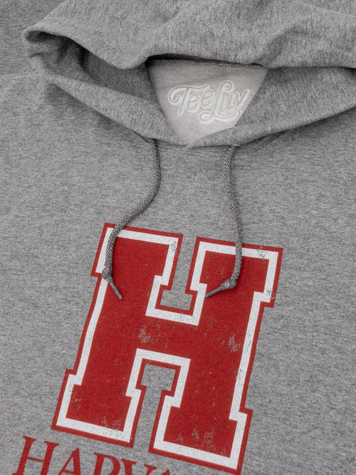 Harvard University H Logo Hooded Sweatshirt - Oxford Gray by Tee Luv