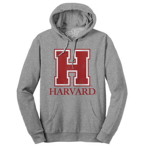 Harvard University H Logo Hooded Sweatshirt - Oxford Gray by Tee Luv