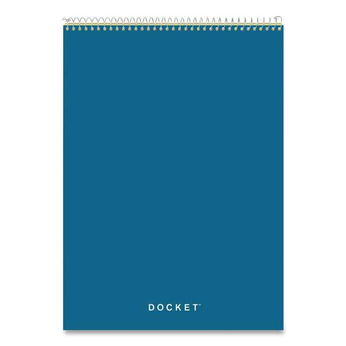 TOPS Docket Ruled Wirebound Pad with Cover, Wide/Legal Rule, Blue Cover, 70 Canary-Yellow 8.5 x 11.75 Sheets