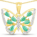 1.90 Carat Genuine Emerald and White Diamond .925 Sterling Silver Pendant by Bids.com