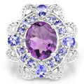 3.13 Carat Genuine Amethyst and Tanzanite .925 Sterling Silver Ring by Bids.com