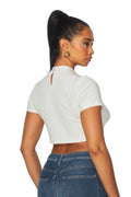 Rhinestone Bow Trim Crop Top by The House of Stylez