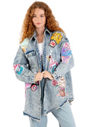 Acid Wash Denim Patches Shirt Jacket by The House of Stylez