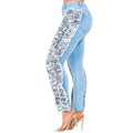 High Waist Sequin Fringed Patch Skinny Jeans by The House of Stylez