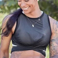 Fabletics women's Marissa Tie Up/Black Pewter Tank Size L by Vanessa Jane