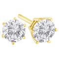 18K Yellow Gold 1-1/2 Cttw Round Brilliant-Cut Near Colorless Diamond Classic 6-Prong Stud Earrings (H-I Color, I1-I2 Clarity) by Bids.com