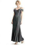 R M Richards Womens Gray Glitter Off Shoulder Fit Flare Formal Dress/Size 14 by Vanessa Jane
