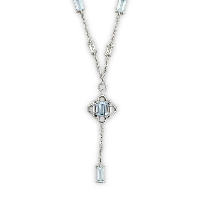 Natural Sky Blue Topaz Y Drop Necklace Silver by Fine Color Jewels