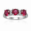 1.7 Ct Round Red Lab Created Ruby Prong Silver Three Stone Ring