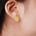 Natural Citrine Halo Stud Earrings by Fine Color Jewels