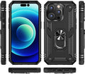 iPhone 14 Pro Max 6.7-inch Protection Kit Bundle - Military Kickstand Series Case with Tempered Glass Screen and Camera Protector - Black by Zerodamage Sahara Case LLC