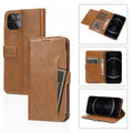Indy Series Brown Leather Wallet Case - iPhone 13 Mini by Zerodamage Sahara Case LLC