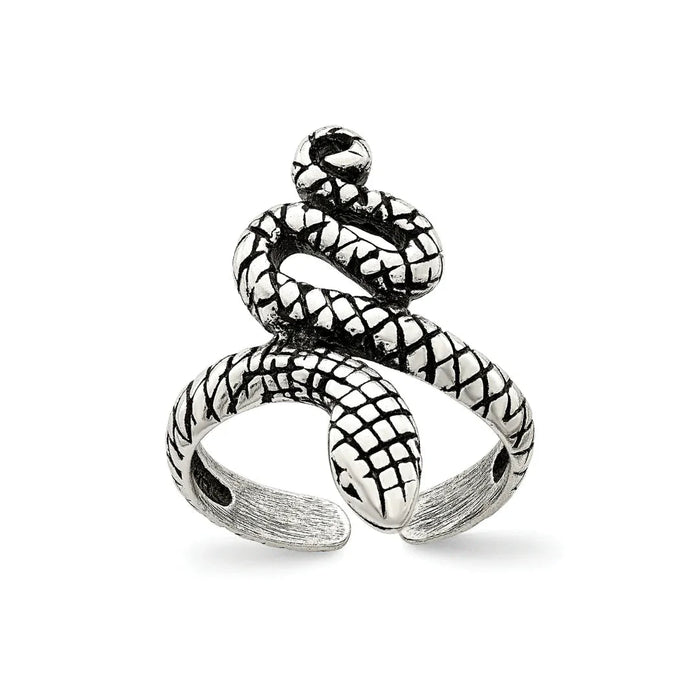 Antiqued Silver Snake Toe Ring by Fine Color Jewels