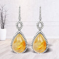 10.04 Carat Genuine Golden Rutile And White Topaz .925 Sterling Silver Earrings by Bids.com