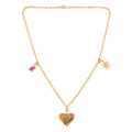 Heart Charm Necklace 18K Gold Over Silver by Fine Color Jewels