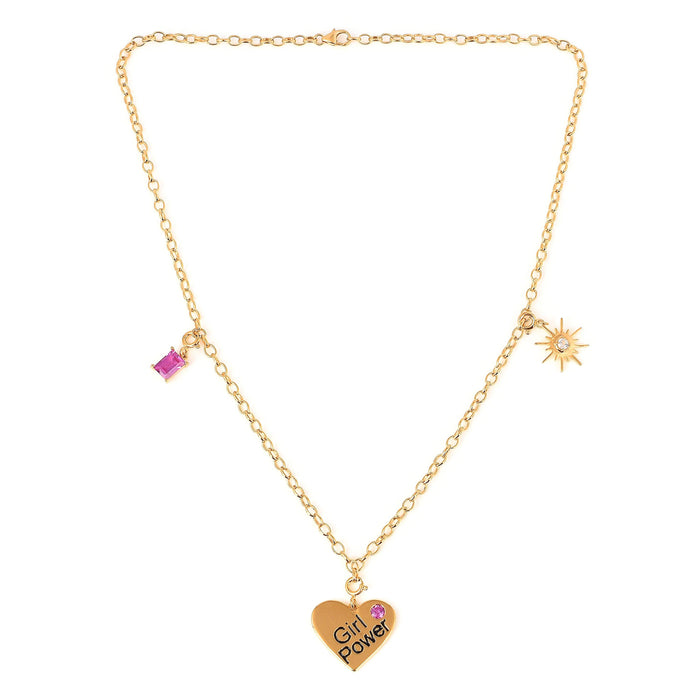 Heart Charm Necklace 18K Gold Over Silver by Fine Color Jewels