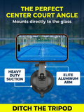 Padel Phone Holder for Glass Courts – MagSafe Compatible with Double Suction Cup & Aluminum Arm by BLAUBECK